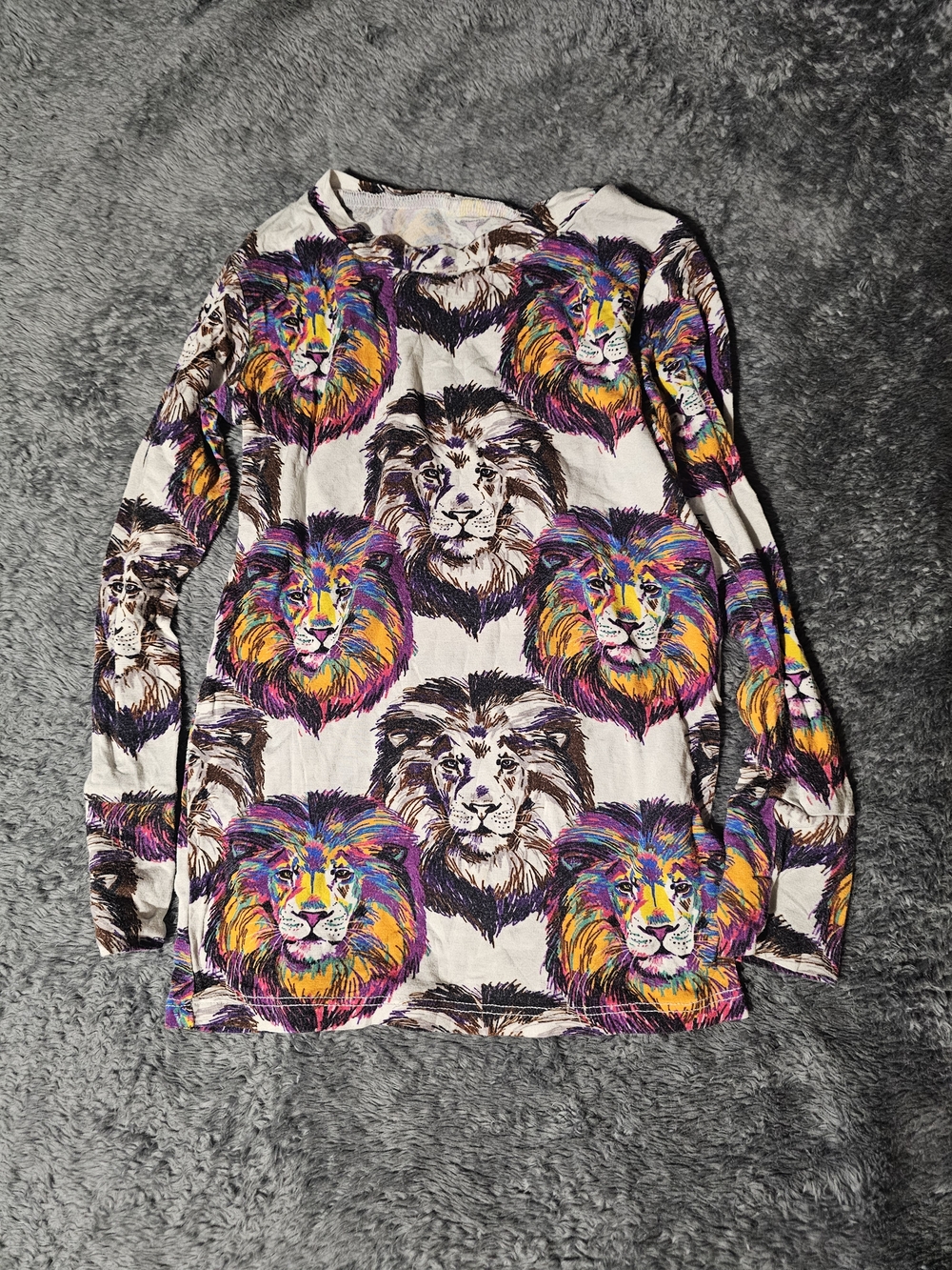 Bums And Roses Colorful Lion Print Long Sleeve Pajama Top Size 4t
